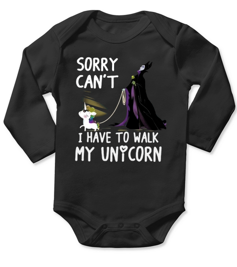 Evil Queen sorry cant I have to walk my unicorn Long Sleeve Baby One-Piece