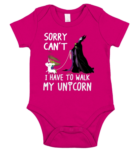 Evil Queen sorry cant I have to walk my unicorn Short Sleeve Baby One-Piece