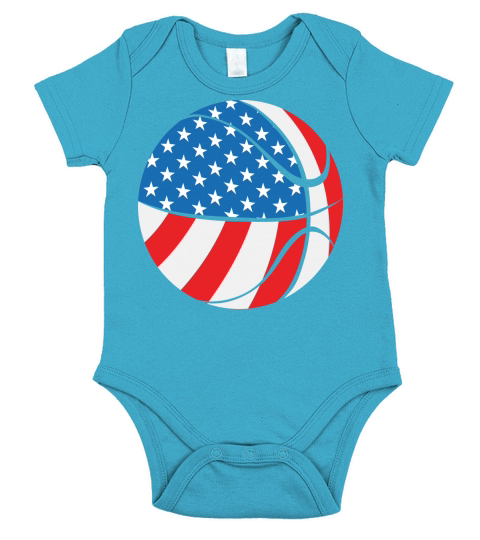 Basketball 4th Of July American Short Sleeve Baby One-Piece