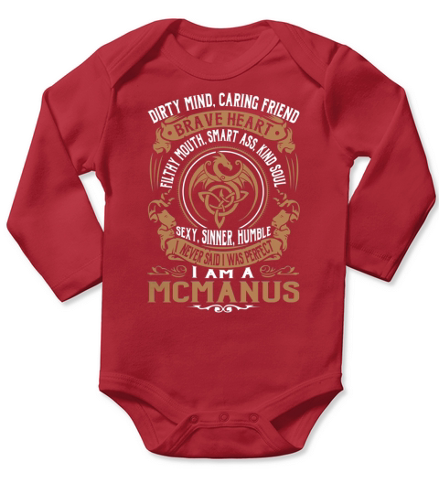 MCMANUS Brave Heart Dragon Name Shirts Long Sleeve Baby One-Piece