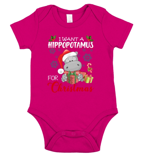I want a Hippopotamus for Christmas Short Sleeve Baby One-Piece