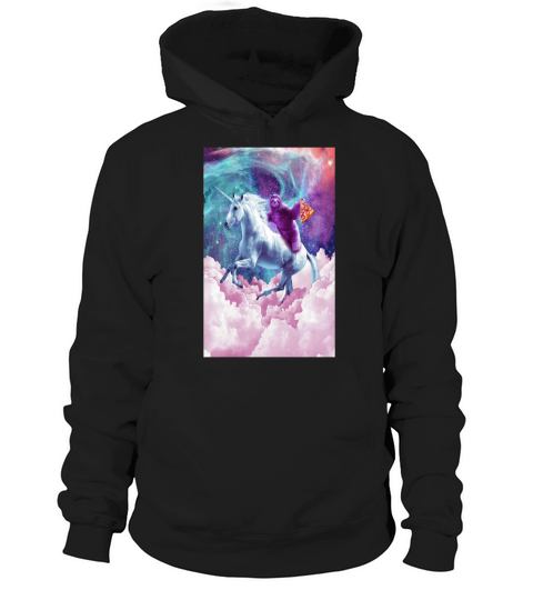 Space sloth on unicorn sloth pizza Hoodie Unisex