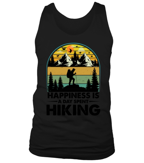 Happiness Is A Day Spent Hiking T Shirt Design (3) Tank Top Unisex
