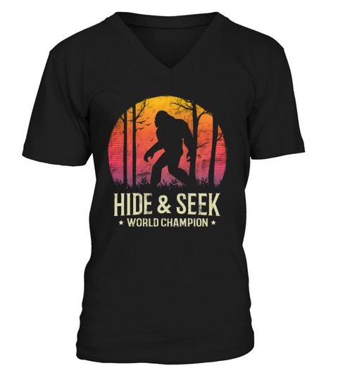 Hide and Seek World Champion Sunset Bigfoot Silhouettet V-Neck T-shirt