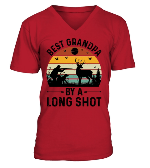 Best Grandpa By a Long Shot Hunting T Shirt Design (3) V-Neck T-shirt