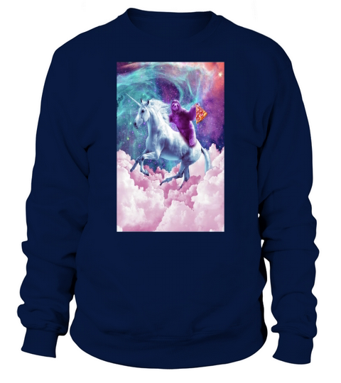 Space sloth on unicorn sloth pizza Sweatshirt Unisex