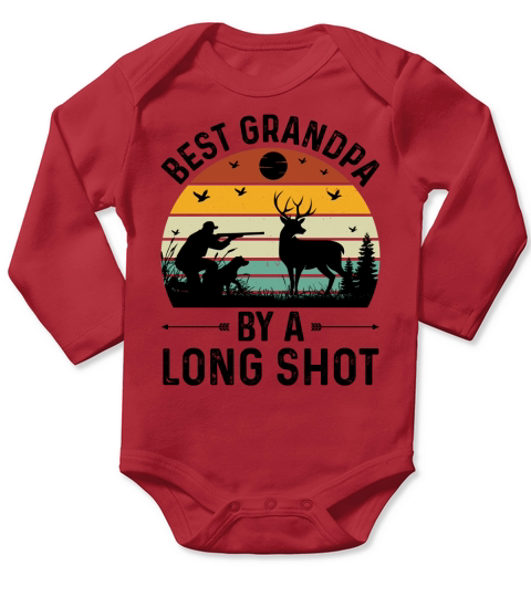 Best Grandpa By a Long Shot Hunting T Shirt Design (3) Long Sleeve Baby One-Piece