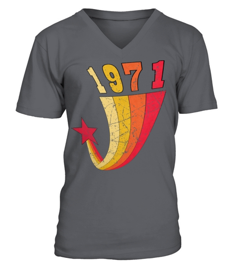 1971 Retro Birthday Rainbow Vintage Star V-Neck T-shirt