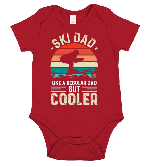 Ski Dad Fathers Day T Shirt Design Short Sleeve Baby One-Piece