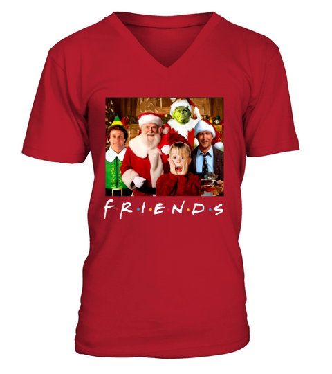 Friends Grinch Elf Santa Clark Griswold Kevin Characters Christmas Shirt V-Neck T-shirt
