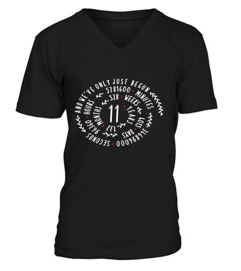 11 Years Anniversary Statement T-Shirt for Her or Him V-Neck T-shirt