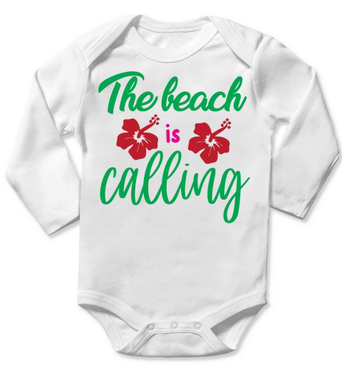 The Beach is calling Long Sleeve Baby One-Piece