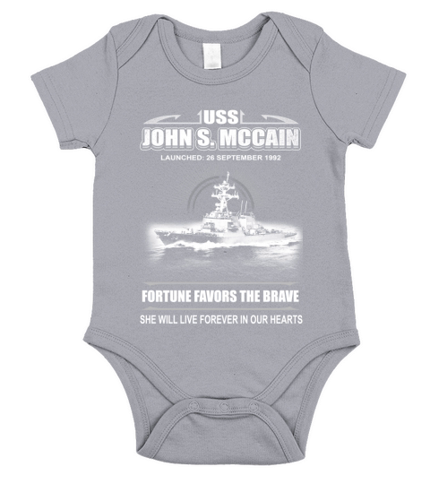 USS John S McCain DDG 56 She will live forever in our heart Short Sleeve Baby One-Piece