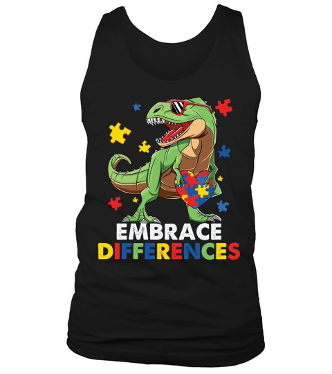 Embrace Differences Dinosaur Puzzle Tank Top Unisex
