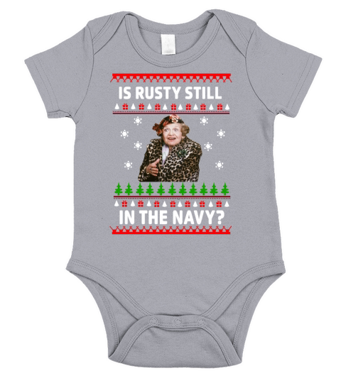 Jim’s Whimz Is Rusty still in the Navy Ugly Christmas Short Sleeve Baby One-Piece