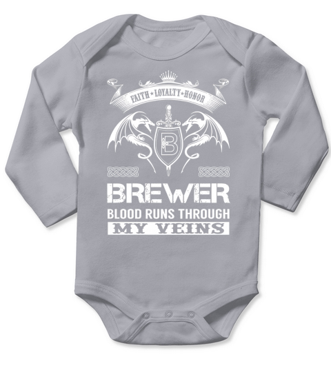 BREWER Last Name, Surname Tshirt Long Sleeve Baby One-Piece