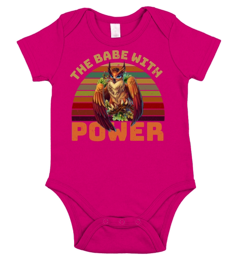The Babe With The Power Vintage Owl T-Shirt Short Sleeve Baby One-Piece