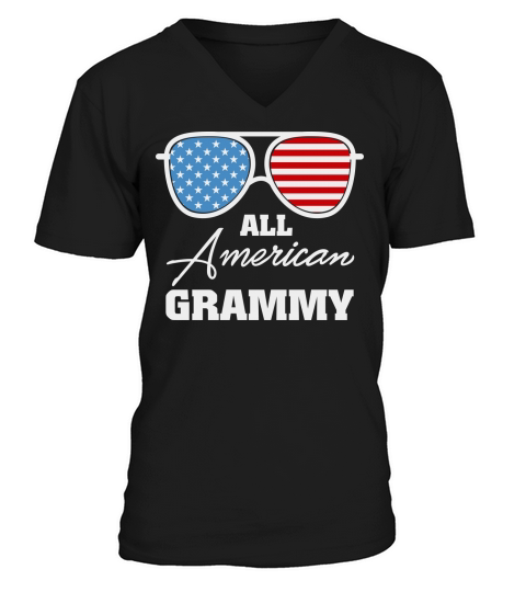 All American Grammy Sunglasses USA V-Neck T-shirt