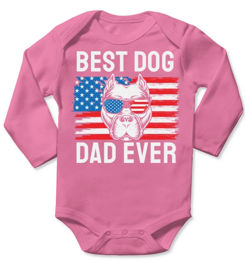 Best Dog Dad Ever Pitbull Long Sleeve Baby One-Piece