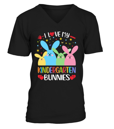 i love my kindergarten bunnies V-Neck T-shirt