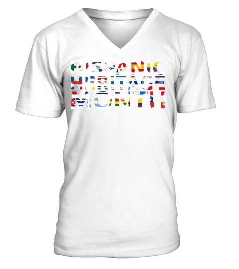 National Hispanic Heritage Month Dress Flags V-Neck T-shirt