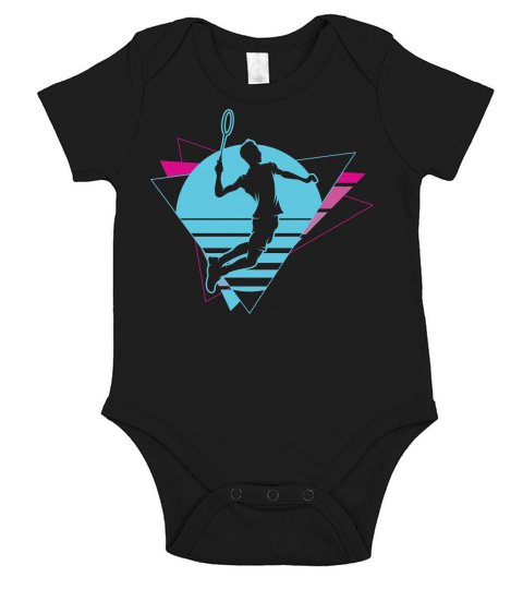 Badminton Player Retro Vaporwave 90s Short Sleeve Baby One-Piece