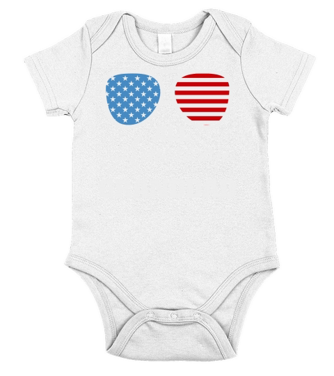 All American Granddad Sunglasses Flag Short Sleeve Baby One-Piece
