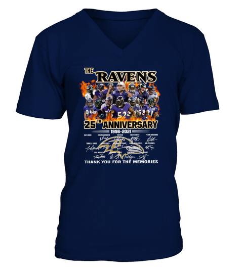 AFC The Ravens 25th Anniversary 1996 2021 signatures thank you for the memories V-Neck T-shirt