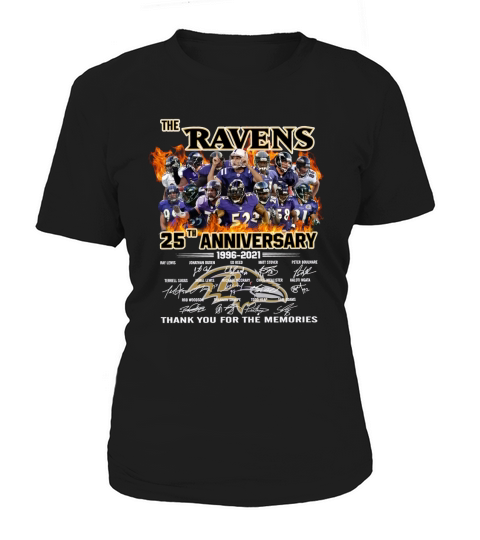 AFC The Ravens 25th Anniversary 1996 2021 signatures thank you for the memories Women's T-Shirt