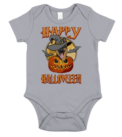 German Shepherd HAPPY HALLOWEEN Short Sleeve Baby One-Piece