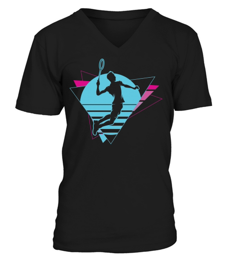 Badminton Player Retro Vaporwave 90s V-Neck T-shirt