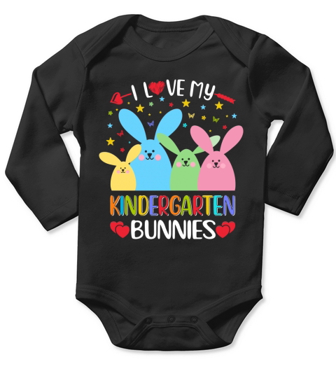 i love my kindergarten bunnies Long Sleeve Baby One-Piece