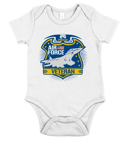 Proud Air Force Veteran Fighter Plane Short Sleeve Baby One-Piece