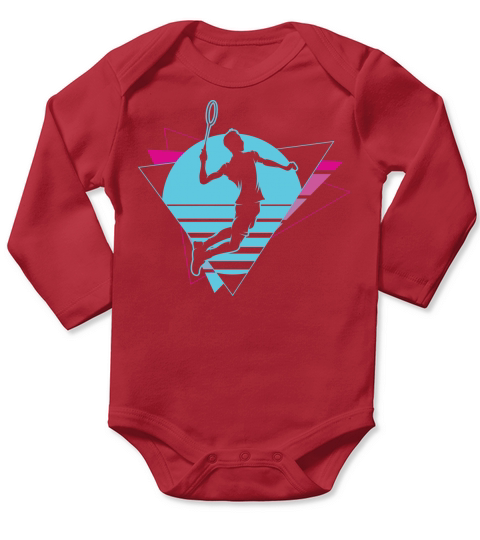 Badminton Player Retro Vaporwave 90s Long Sleeve Baby One-Piece