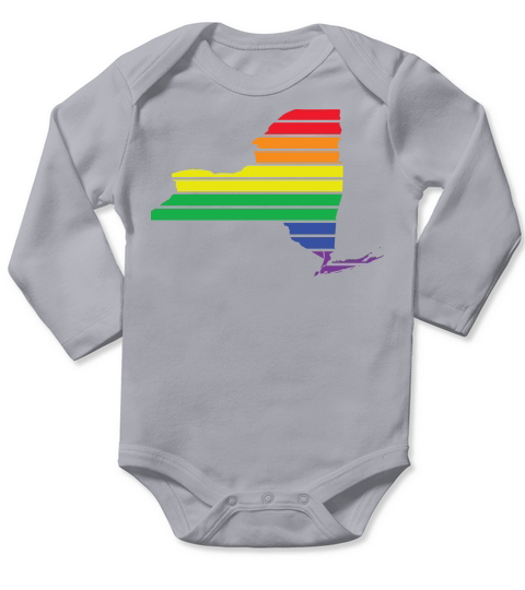 New York State Maps Rainbow LGBT Gay Mens Chorus Long Sleeve Baby One-Piece