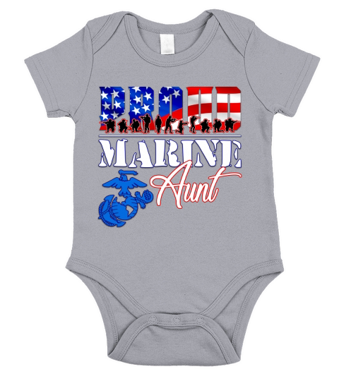 Proud Marine Aunt Patriotic USA Military 2020 Short Sleeve Baby One-Piece