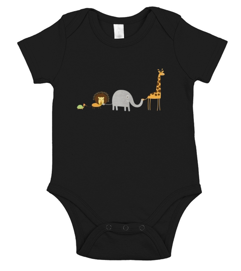 Animal Parade Turtle Lion Elephant Giraffe Tshirt Short Sleeve Baby One-Piece