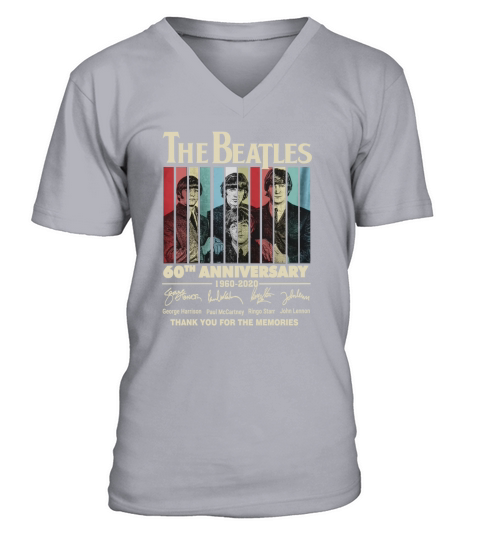 The Beatles 60th Anniversary Thank You For The Memories Vintage V-Neck T-shirt