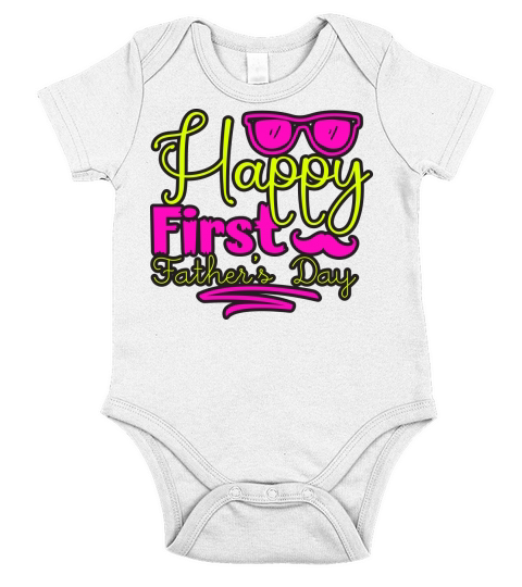 Happy First Fathers Day Short Sleeve Baby One-Piece