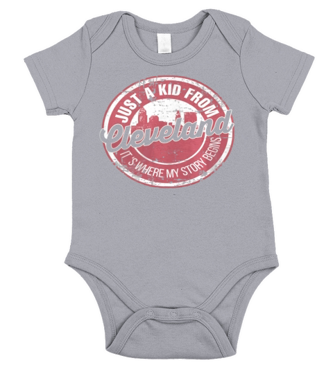 Vintage Just A Kid From Cleveland Funny Gift Idea For Friend Short Sleeve Baby One-Piece