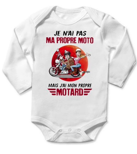 JE NAI PAS MA PROPRE MOTO MAIS JAI MON PROPRE MOTARD MOON Long Sleeve Baby One-Piece