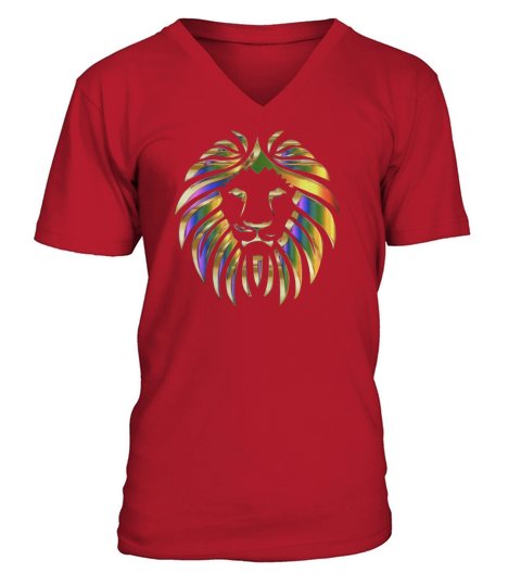 Colorful Lion Head Portrait - Safari Animal Novelty T-Shirt V-Neck T-shirt