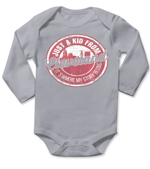 Vintage Just A Kid From Cleveland Funny Gift Idea For Friend Long Sleeve Baby One-Piece