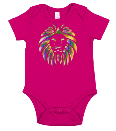Colorful Lion Head Portrait - Safari Animal Novelty T-Shirt Short Sleeve Baby One-Piece