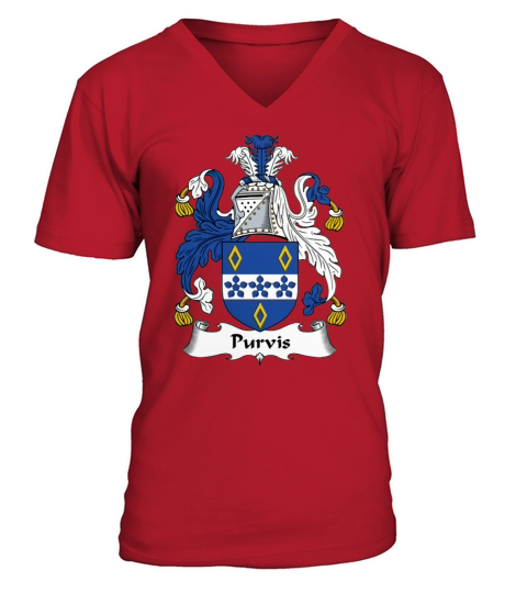 Purvis Family Crest British Family Crests V-Neck T-shirt