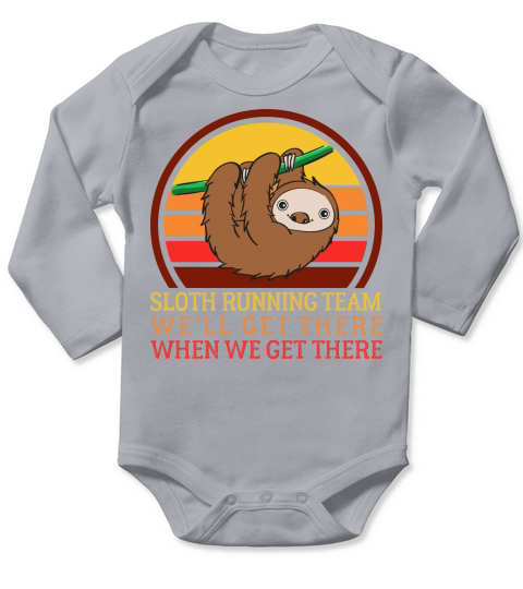 Vintage Sloth Running Team Long Sleeve Baby One-Piece