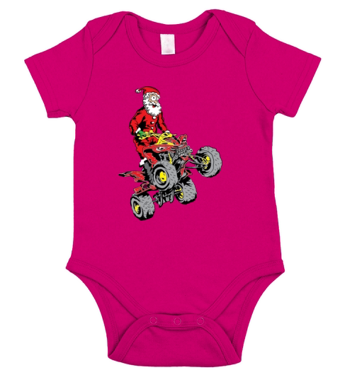 Santa Quad ATV T-Shirts Short Sleeve Baby One-Piece