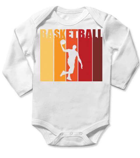 Vintage Basketball Player silhouette Long Sleeve Baby One-Piece