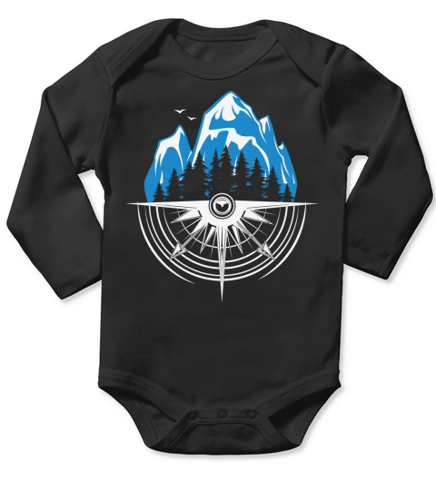 Hiking camping vintage mountains Long Sleeve Baby One-Piece