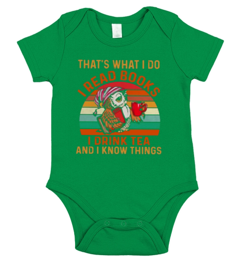 Owl thats what I do I read books I drink tea and I know things vintage shirt Short Sleeve Baby One-Piece